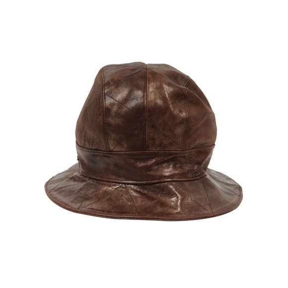Christian Dior Womens Vintage Logo Bucket Hat 57 Brown Distressed Goat Leather main image 11